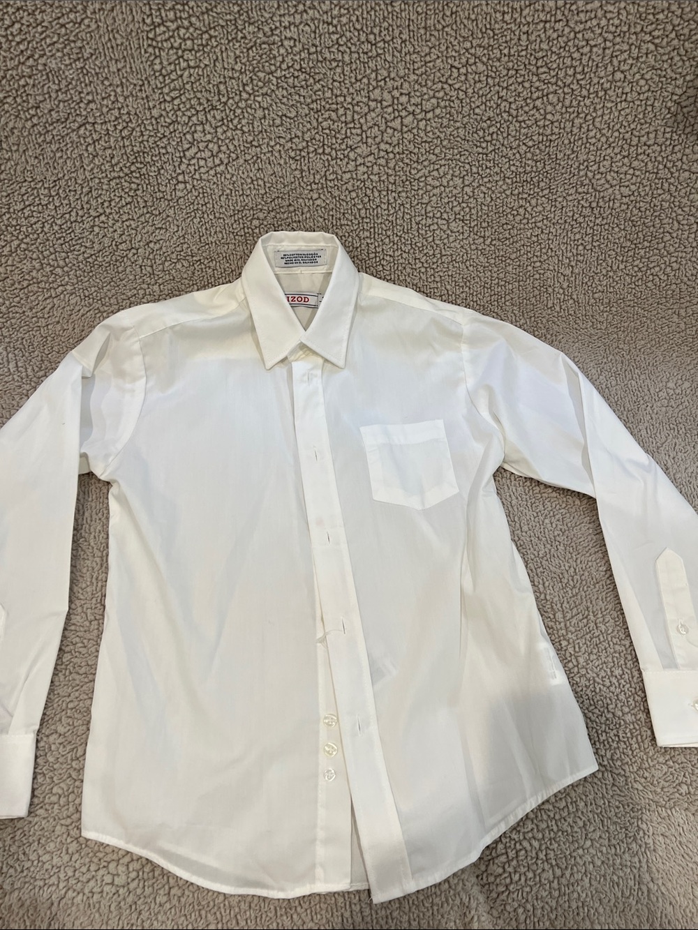 Izod White Long-Sleeve Dress Shirt with Chest Pocket